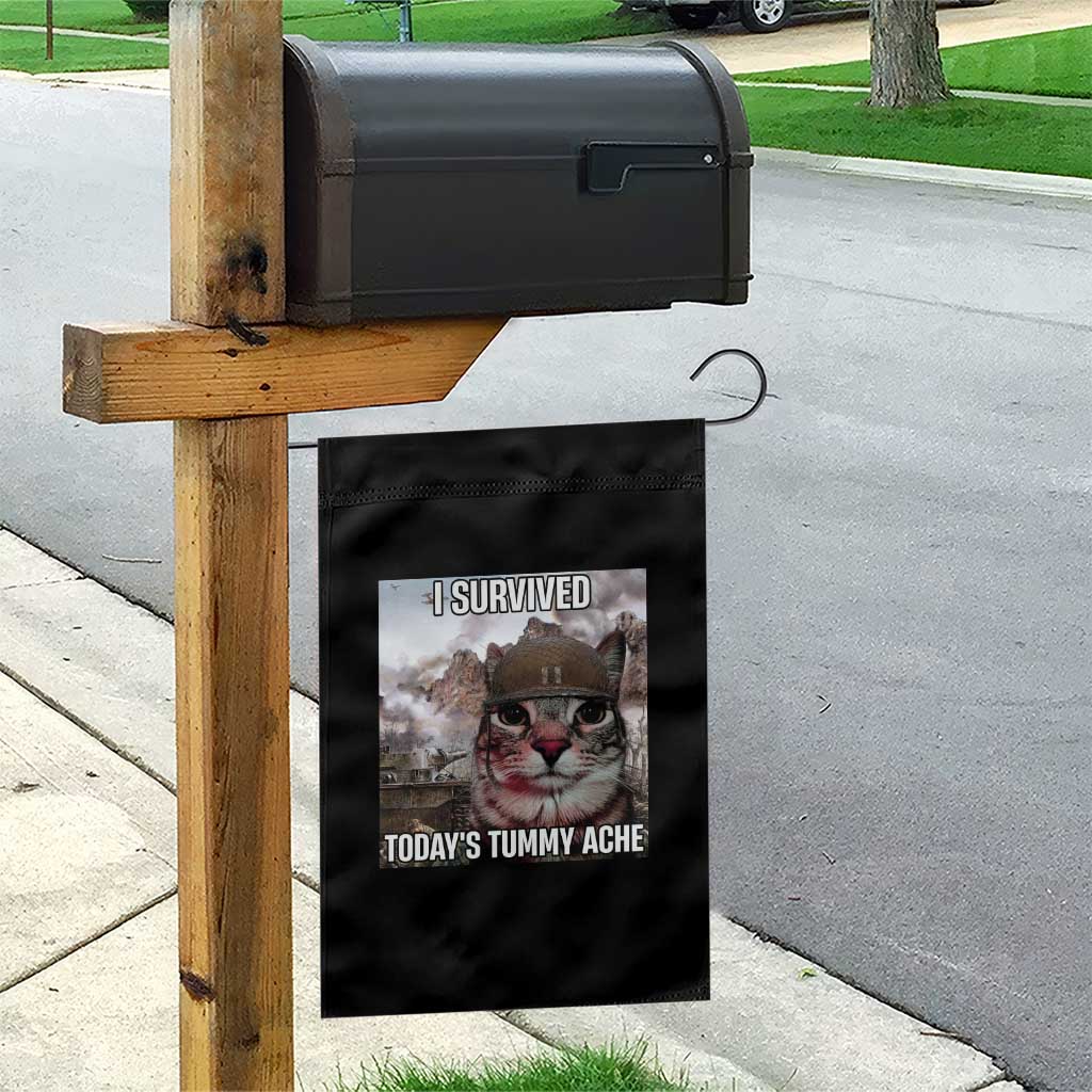 Funny I Survived Todays Tummy Ache Garden Flag War Cat Meme TS11 Print Your Wear