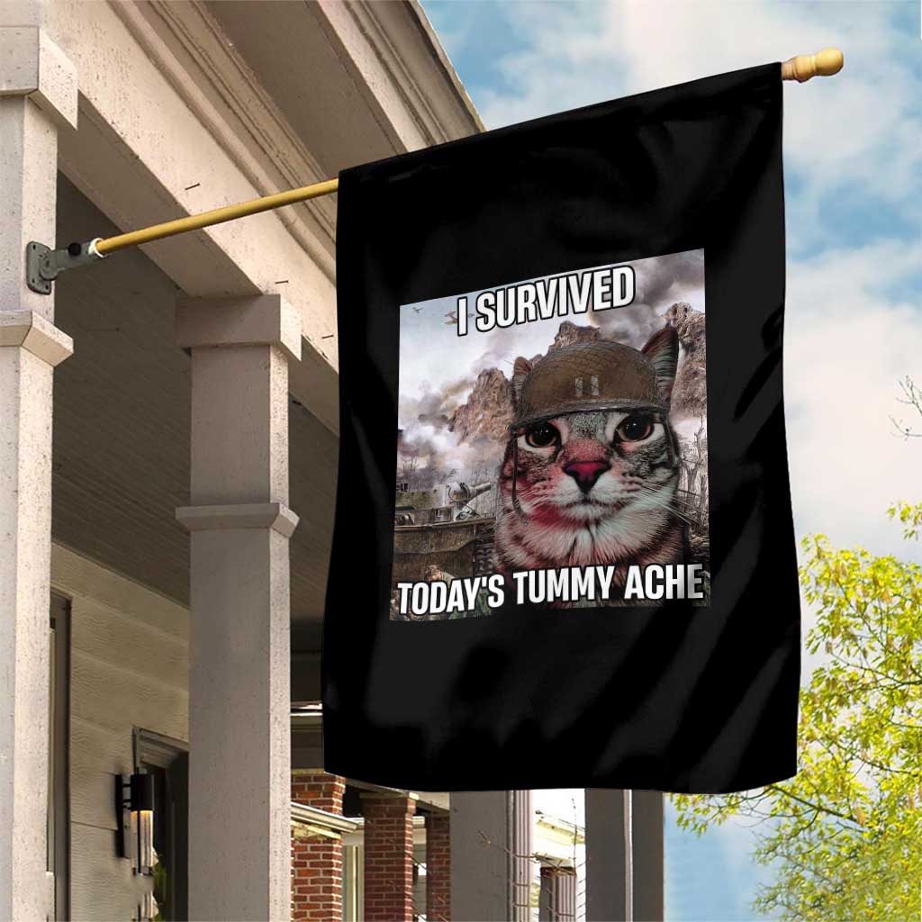 Funny I Survived Todays Tummy Ache Garden Flag War Cat Meme TS11 Print Your Wear