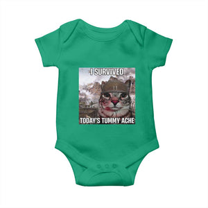 Funny I Survived Todays Tummy Ache Baby Onesie War Cat Meme TS11 Irish Green Print Your Wear
