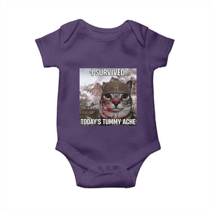 Funny I Survived Todays Tummy Ache Baby Onesie War Cat Meme TS11 Purple Print Your Wear