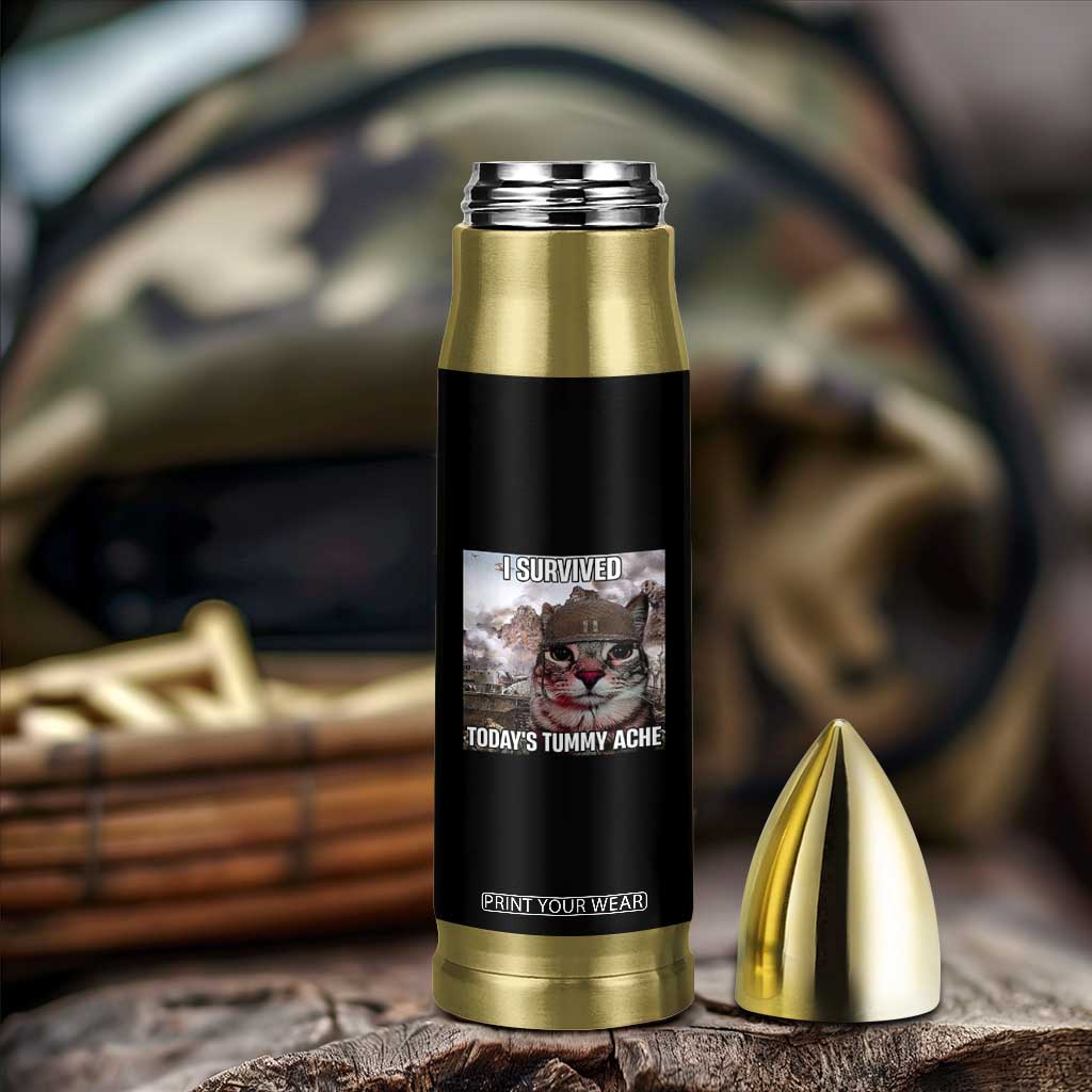 Funny I Survived Todays Tummy Ache Bullet Tumbler War Cat Meme TS11 Print Your Wear