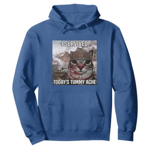 Funny I Survived Todays Tummy Ache Hoodie War Cat Meme TS11 Royal Blue Print Your Wear