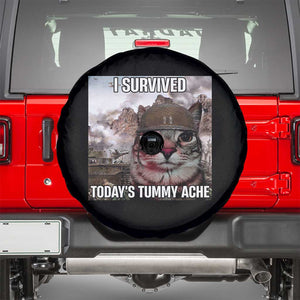 Funny I Survived Todays Tummy Ache Spare Tire Cover War Cat Meme TS11 Black Print Your Wear