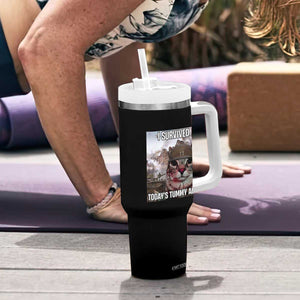 Funny I Survived Todays Tummy Ache Tumbler With Handle War Cat Meme TS11 Print Your Wear