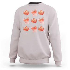 Happy Canada Day Sweatshirt Coquette Orange Bows Maple Leaf TS11 Ice Gray Print Your Wear