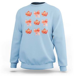 Happy Canada Day Sweatshirt Coquette Orange Bows Maple Leaf TS11 Light Blue Print Your Wear