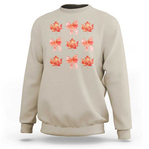 Happy Canada Day Sweatshirt Coquette Orange Bows Maple Leaf TS11 Sand Print Your Wear