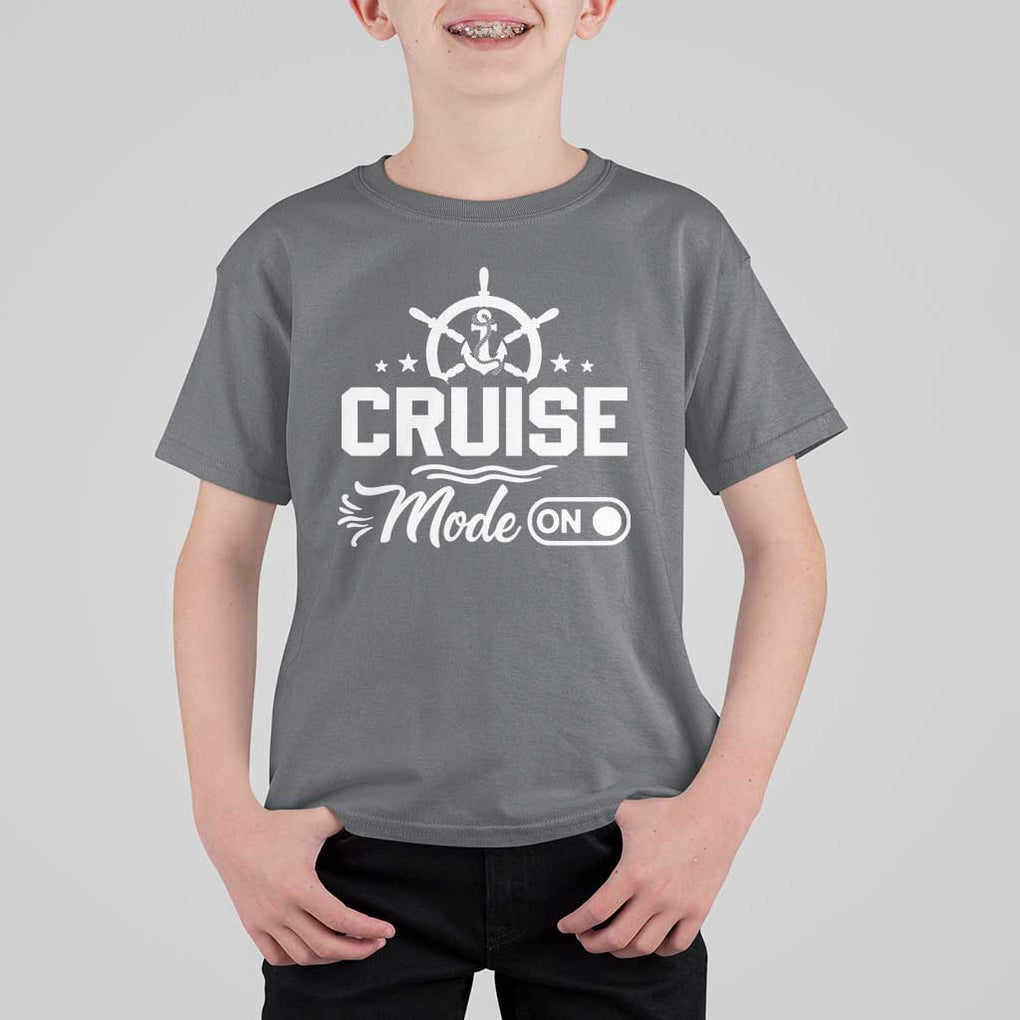 Funny Cruise Mode On T Shirt For Kid Summer Vacation Family Matching Vintage Anchor TS11 Charcoal Print Your Wear