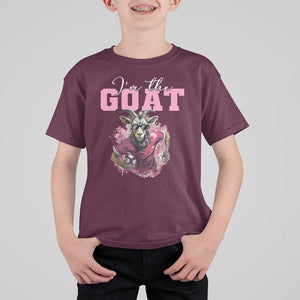 Funny Soccer T Shirt For Kid I'm The Goat Football Player TS11 Maroon Print Your Wear