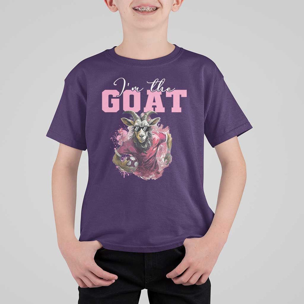 Funny Soccer T Shirt For Kid I'm The Goat Football Player TS11 Purple Print Your Wear