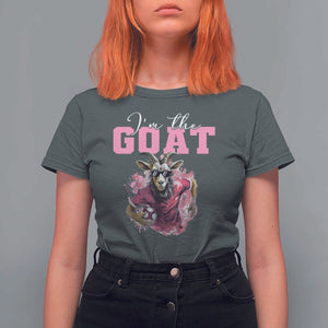 Funny Soccer T Shirt For Women I'm The Goat Football Player TS11 Dark Heather Print Your Wear
