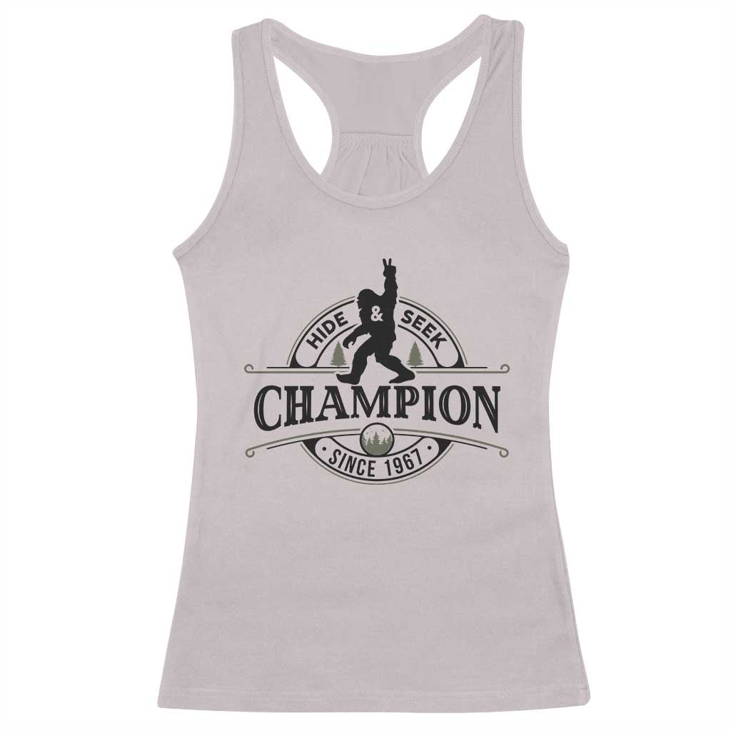 Bigfoot Lover Racerback Tank Top Hide And Seek Champion Vintage Sasquatch TS11 Ice Gray Print Your Wear