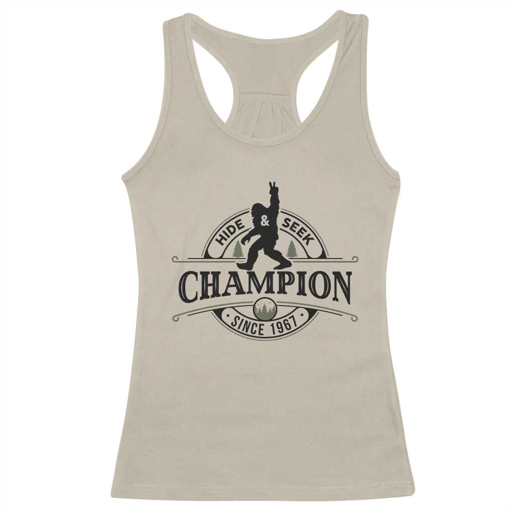 Bigfoot Lover Racerback Tank Top Hide And Seek Champion Vintage Sasquatch TS11 Sand Print Your Wear