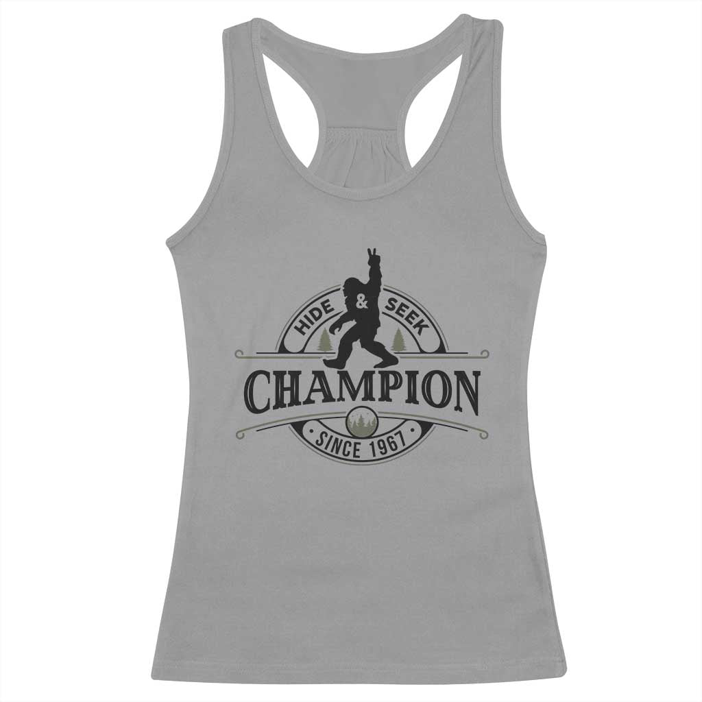 Bigfoot Lover Racerback Tank Top Hide And Seek Champion Vintage Sasquatch TS11 Sport Gray Print Your Wear