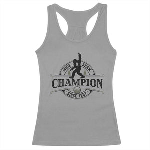 Bigfoot Lover Racerback Tank Top Hide And Seek Champion Vintage Sasquatch TS11 Sport Gray Print Your Wear