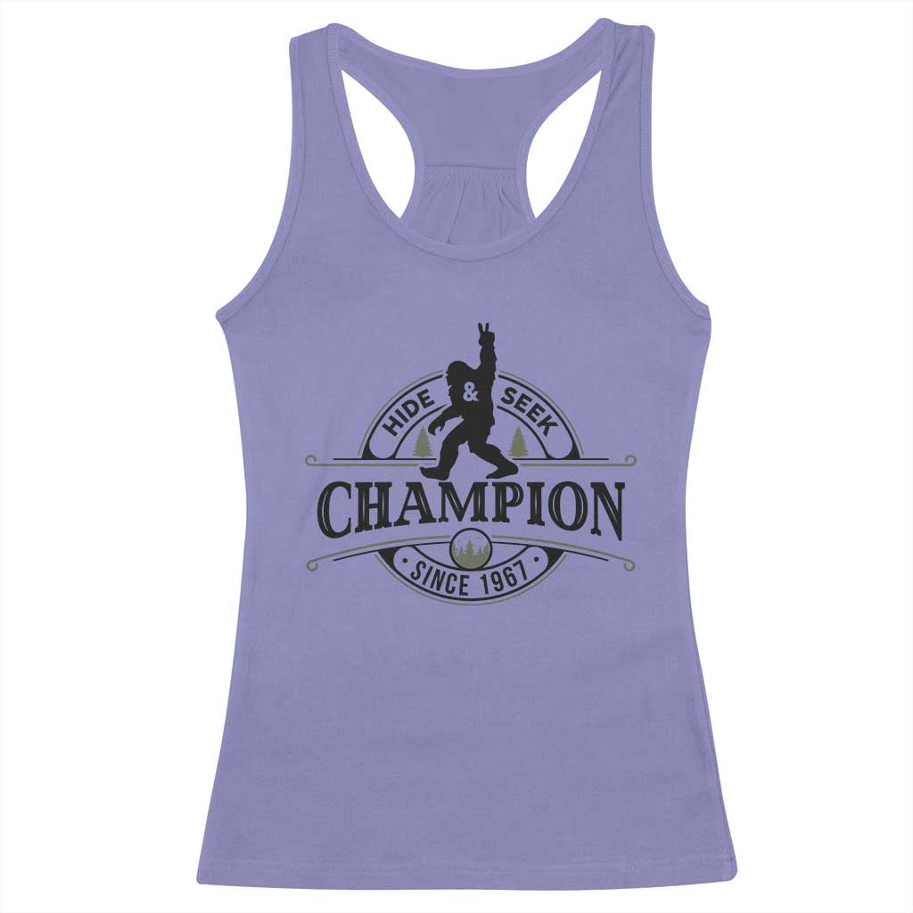 Bigfoot Lover Racerback Tank Top Hide And Seek Champion Vintage Sasquatch TS11 Violet Print Your Wear