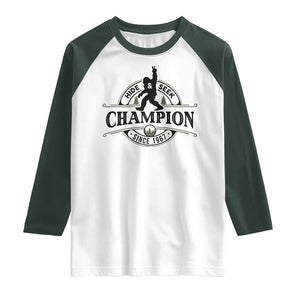 Bigfoot Lover Raglan Shirt Hide And Seek Champion Vintage Sasquatch TS11 White Dark Forest Green Print Your Wear