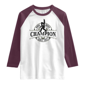 Bigfoot Lover Raglan Shirt Hide And Seek Champion Vintage Sasquatch TS11 White Maroon Print Your Wear
