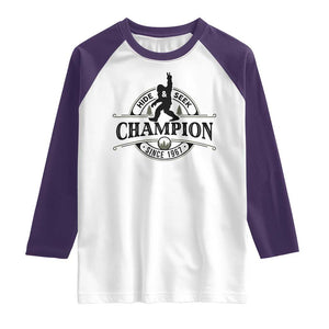 Bigfoot Lover Raglan Shirt Hide And Seek Champion Vintage Sasquatch TS11 White Purple Print Your Wear
