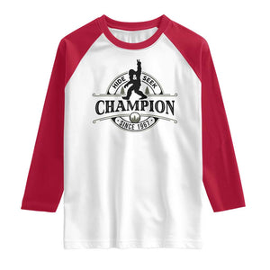 Bigfoot Lover Raglan Shirt Hide And Seek Champion Vintage Sasquatch TS11 White Red Print Your Wear