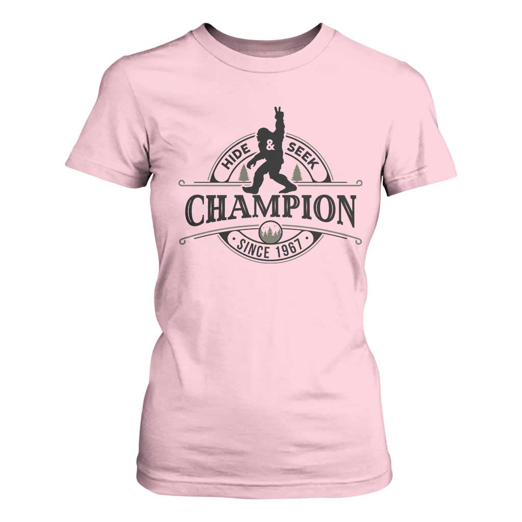 Bigfoot Lover T Shirt For Women Hide And Seek Champion Vintage Sasquatch TS11 Light Pink Print Your Wear