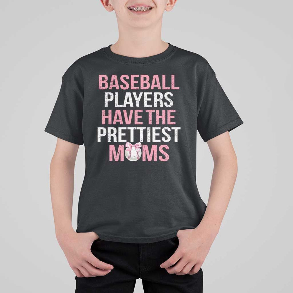 Funny Baseball T Shirt For Kid Baseball Players Have The Prettiest Moms Vintage Ribbon Ball TS11 Black Print Your Wear