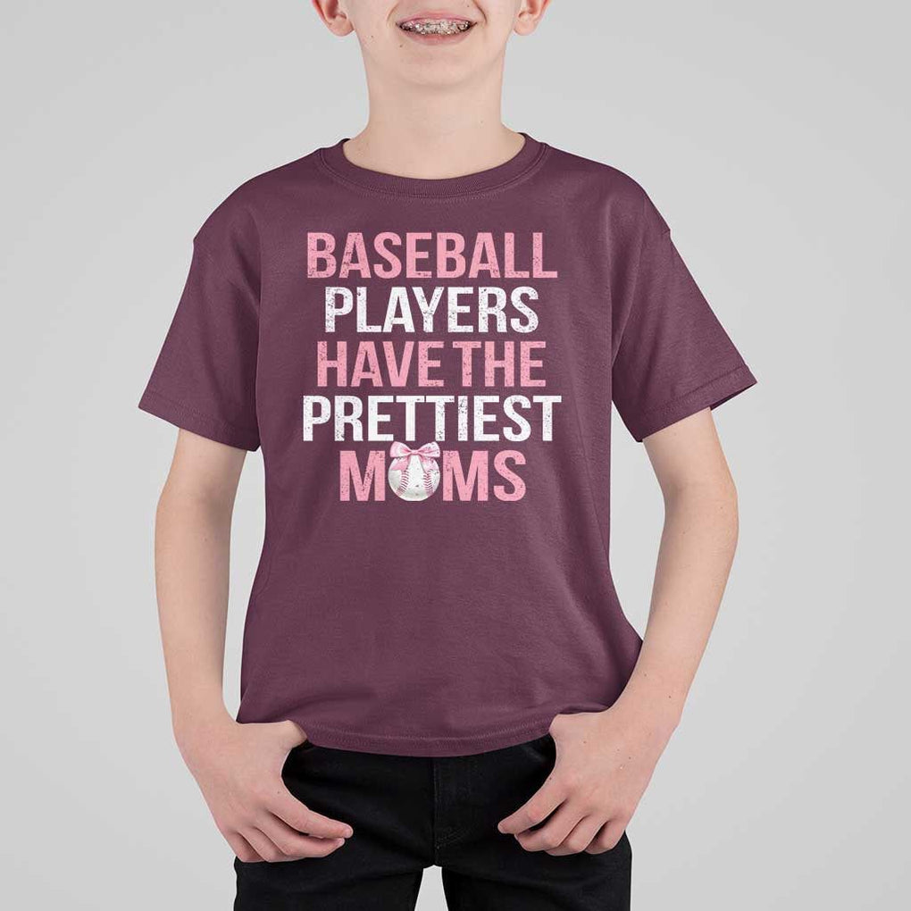 Funny Baseball T Shirt For Kid Baseball Players Have The Prettiest Moms Vintage Ribbon Ball TS11 Maroon Print Your Wear