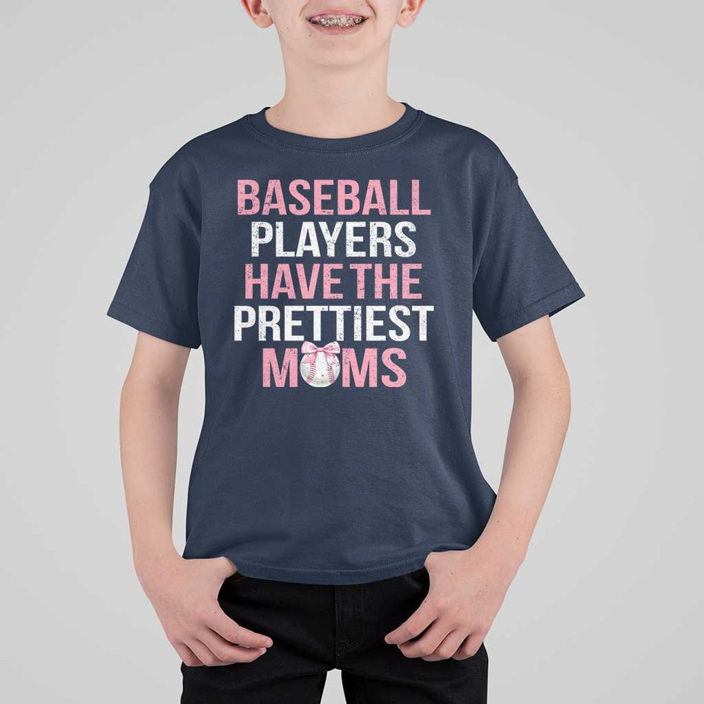 Funny Baseball T Shirt For Kid Baseball Players Have The Prettiest Moms Vintage Ribbon Ball TS11 Navy Print Your Wear