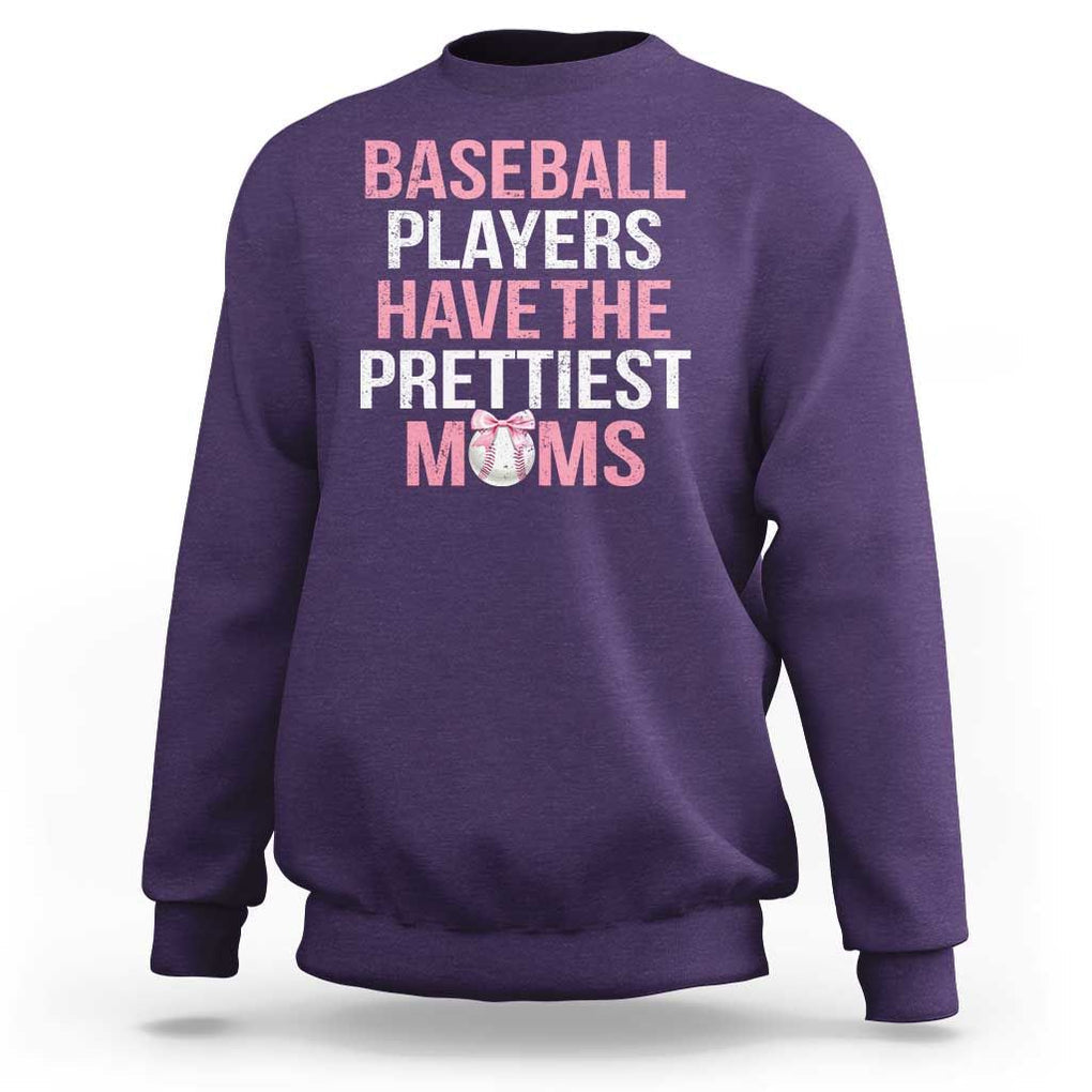 Funny Baseball Sweatshirt Baseball Players Have The Prettiest Moms Vintage Ribbon Ball TS11 Purple Print Your Wear