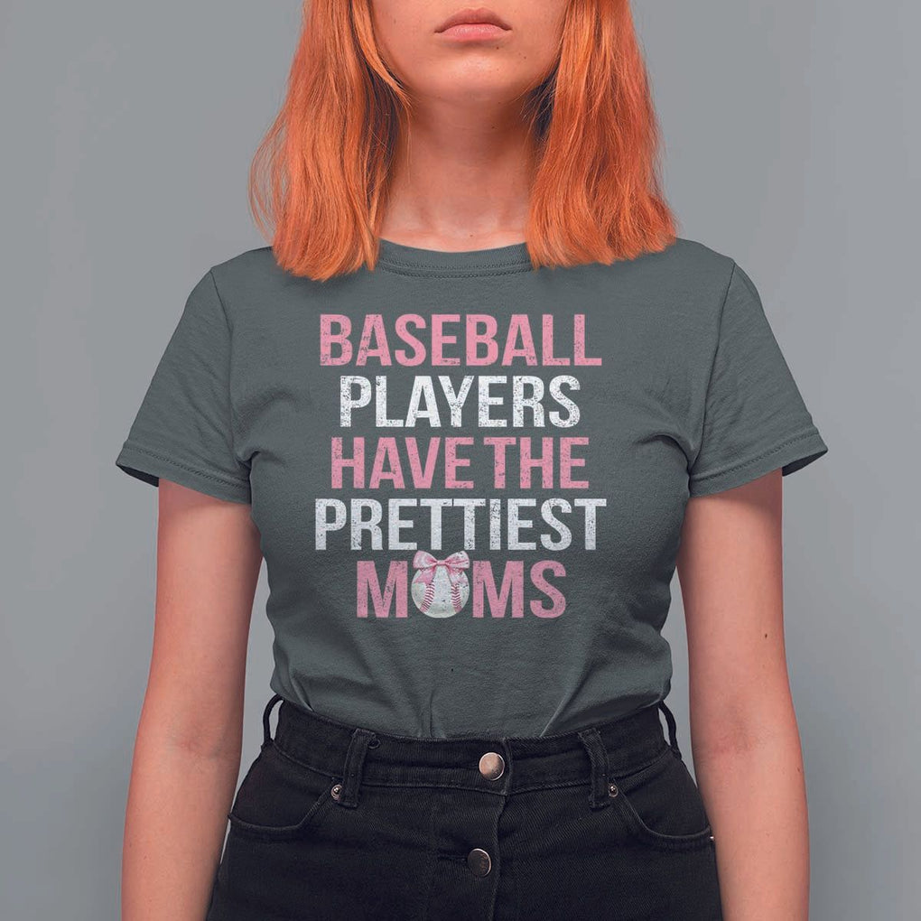 Funny Baseball T Shirt For Women Baseball Players Have The Prettiest Moms Vintage Ribbon Ball TS11 Dark Heather Print Your Wear