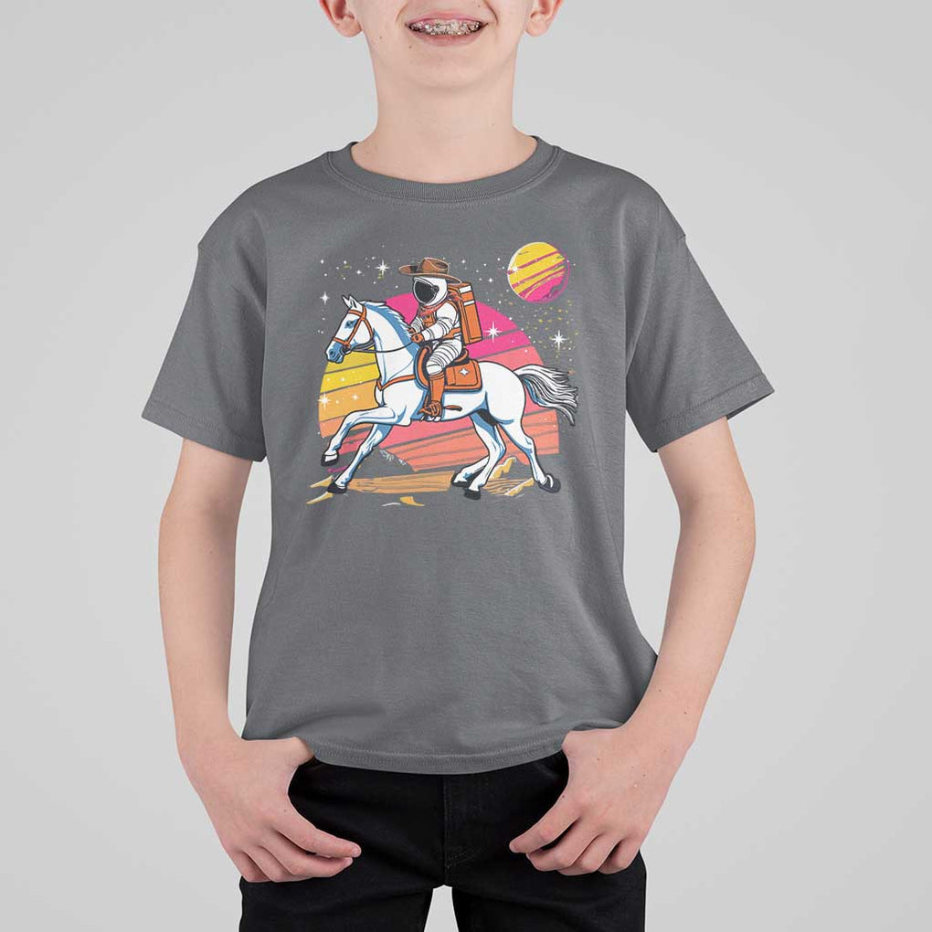Astronaut Cowboy T Shirt For Kid Spaceman Planets Space Galaxy Western Style TS11 Charcoal Print Your Wear