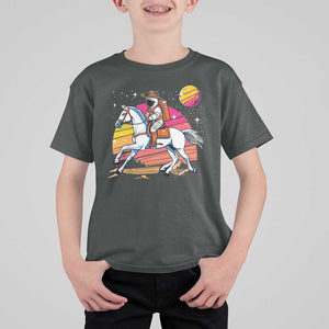 Astronaut Cowboy T Shirt For Kid Spaceman Planets Space Galaxy Western Style TS11 Dark Heather Print Your Wear