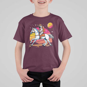 Astronaut Cowboy T Shirt For Kid Spaceman Planets Space Galaxy Western Style TS11 Maroon Print Your Wear