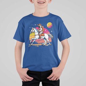 Astronaut Cowboy T Shirt For Kid Spaceman Planets Space Galaxy Western Style TS11 Royal Blue Print Your Wear