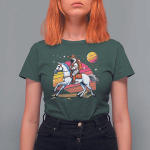 Astronaut Cowboy T Shirt For Women Spaceman Planets Space Galaxy Western Style TS11 Dark Forest Green Print Your Wear