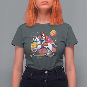 Astronaut Cowboy T Shirt For Women Spaceman Planets Space Galaxy Western Style TS11 Dark Heather Print Your Wear