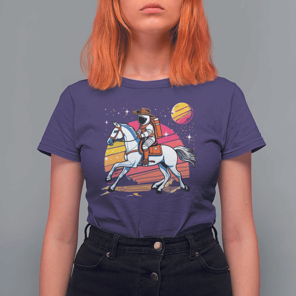 Astronaut Cowboy T Shirt For Women Spaceman Planets Space Galaxy Western Style TS11 Purple Print Your Wear