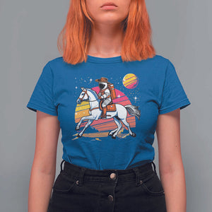Astronaut Cowboy T Shirt For Women Spaceman Planets Space Galaxy Western Style TS11 Royal Blue Print Your Wear