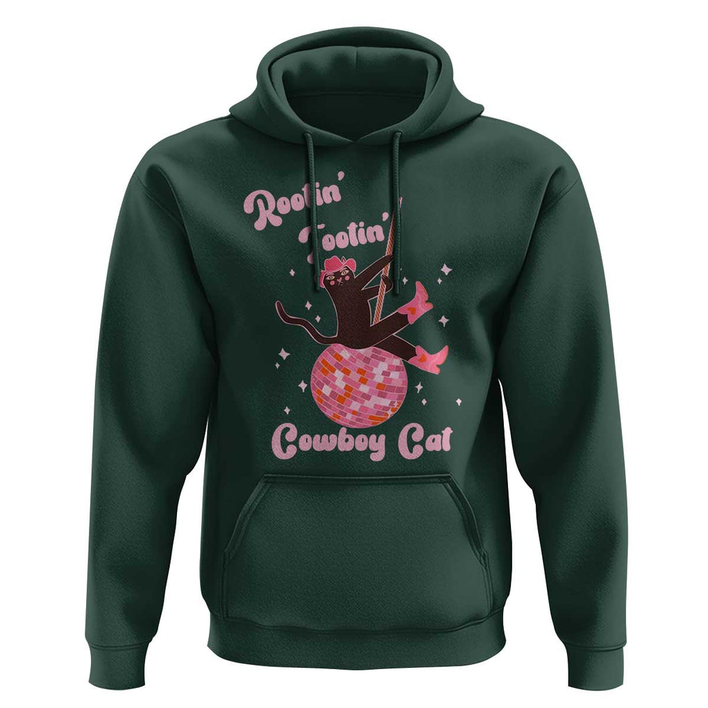 Funny Rootin Tootin Cowboy Cat Hoodie Western Hat Cute Black Kitten Cowgirls TS11 Dark Forest Green Print Your Wear