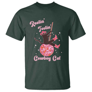 Funny Rootin Tootin Cowboy Cat T Shirt Western Hat Cute Black Kitten Cowgirls TS11 Dark Forest Green Print Your Wear