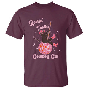 Funny Rootin Tootin Cowboy Cat T Shirt Western Hat Cute Black Kitten Cowgirls TS11 Maroon Print Your Wear