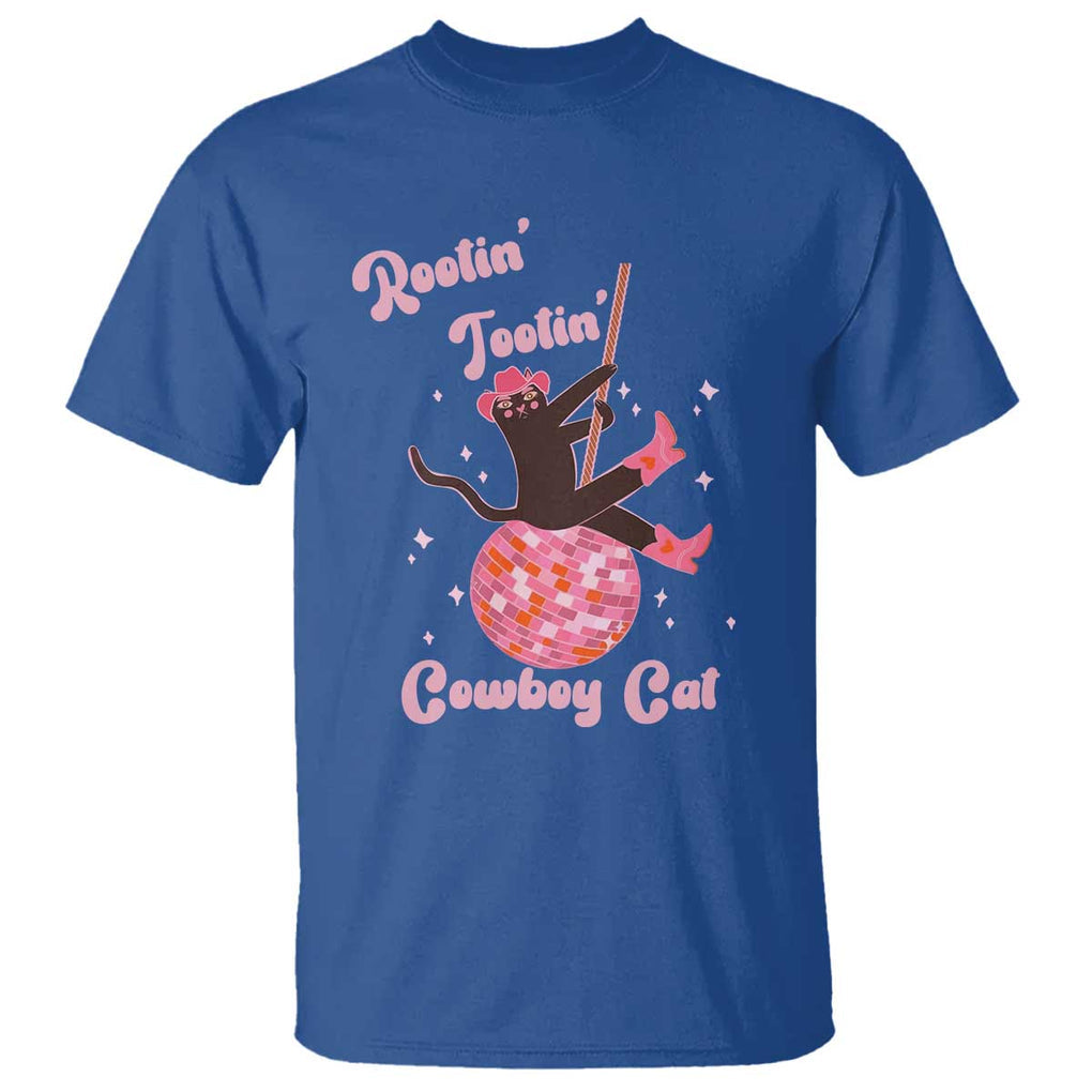 Funny Rootin Tootin Cowboy Cat T Shirt Western Hat Cute Black Kitten Cowgirls TS11 Royal Blue Print Your Wear