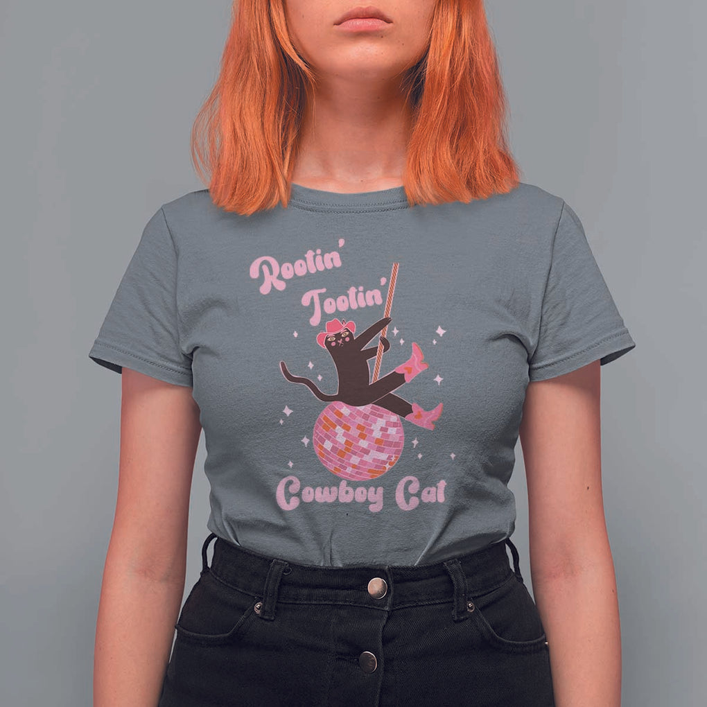 Funny Rootin Tootin Cowboy Cat T Shirt For Women Western Hat Cute Black Kitten Cowgirls TS11 Charcoal Print Your Wear
