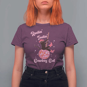 Funny Rootin Tootin Cowboy Cat T Shirt For Women Western Hat Cute Black Kitten Cowgirls TS11 Maroon Print Your Wear