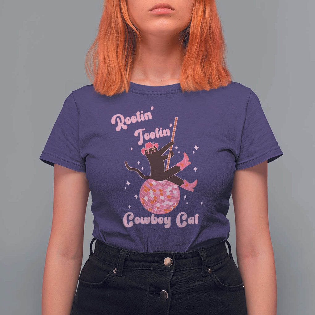 Funny Rootin Tootin Cowboy Cat T Shirt For Women Western Hat Cute Black Kitten Cowgirls TS11 Purple Print Your Wear