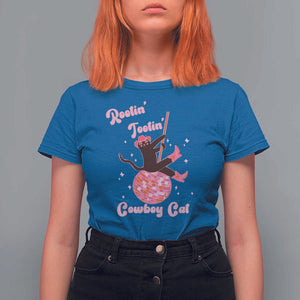 Funny Rootin Tootin Cowboy Cat T Shirt For Women Western Hat Cute Black Kitten Cowgirls TS11 Royal Blue Print Your Wear