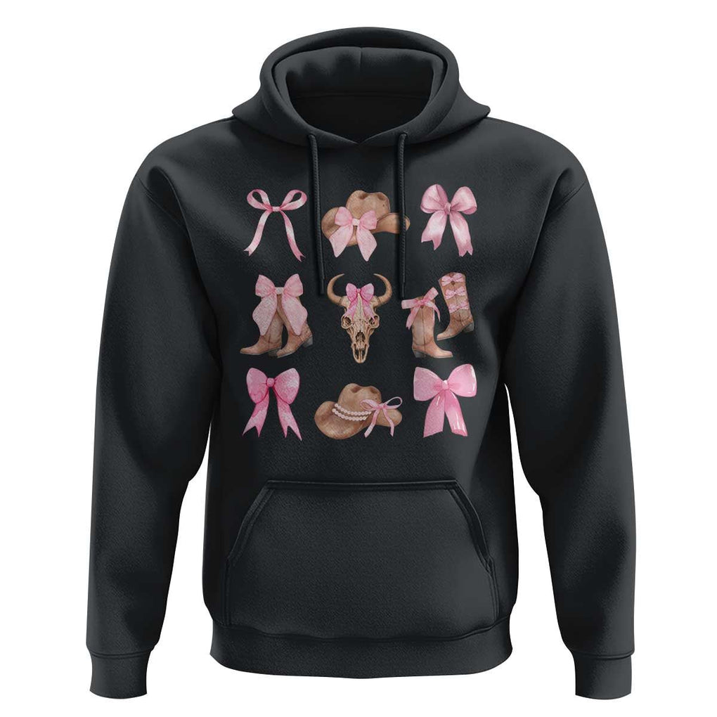 Cowgirl Coquette Hoodie Pink Bow Cowboy Hat Boots Western Country TS11 Black Print Your Wear