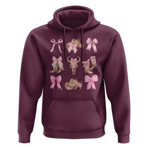 Cowgirl Coquette Hoodie Pink Bow Cowboy Hat Boots Western Country TS11 Maroon Print Your Wear