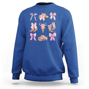 Cowgirl Coquette Sweatshirt Pink Bow Cowboy Hat Boots Western Country TS11 Royal Blue Print Your Wear