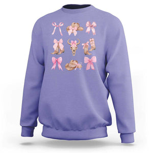 Cowgirl Coquette Sweatshirt Pink Bow Cowboy Hat Boots Western Country TS11 Violet Print Your Wear